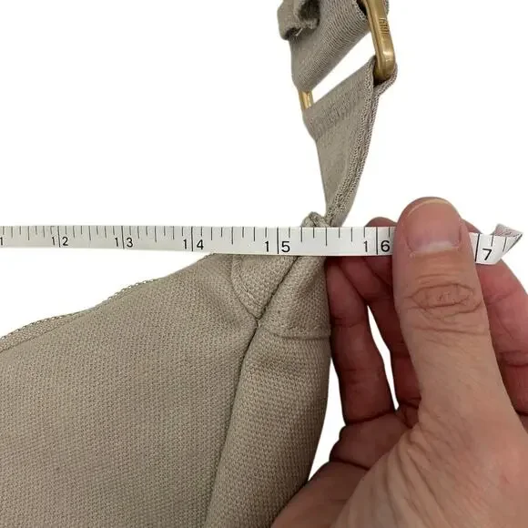 July Everyday Crescent Crossbody Bag Taupe Beige Canvas Minimalist Shoulder - Picture 15 of 16